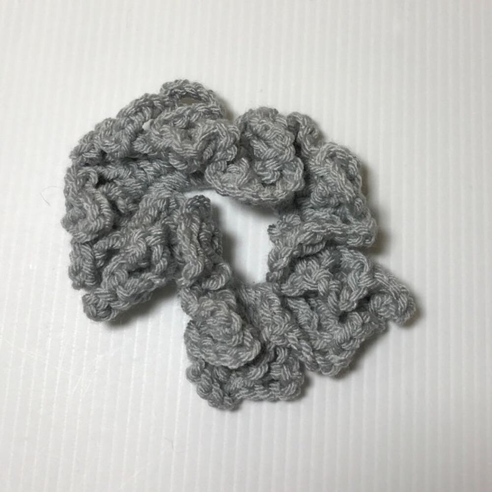 NWT Handmade Crocheted Light Gray Hair Scrunchie